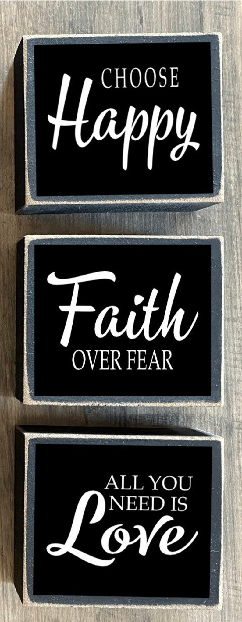 Farmhouse Decor, FarmhouseTiered tray decor, mini signs, family is everything, faith over fear, simply blessed, love simply, gather together image 4