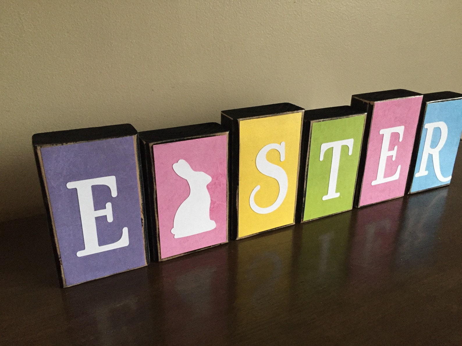 Easter Decor Wood Easter Blocks Happy Easter Spring Blocks - Etsy