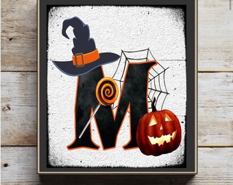 Halloween Monogram, Decor, Halloween sign, gift, Initial, Tiered tray decor, Last name, personalized, Halloween letters, alphabet, block