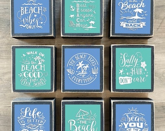 Beach Decor, Tiered tray decor, mini Summer signs, Beach house decorations, beach signs, love you to the beach and back, sea, ocean decor