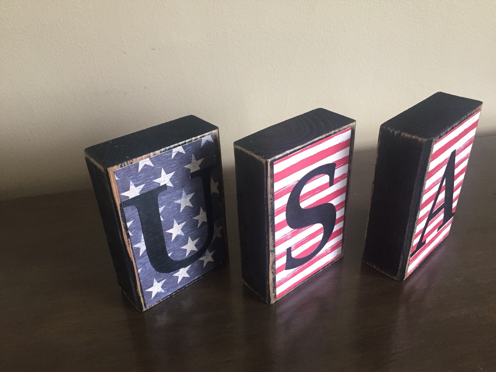 Usa Blocks Wood USA Blocks - July 4th/independence Day/summer/american Home Decor ...