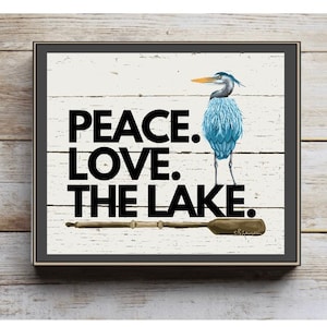 Lake Decor, Lake Tiered tray decor, lake  sign, Summer decor, lake house decor, peace love the lake, blue Herron decor, shiplap