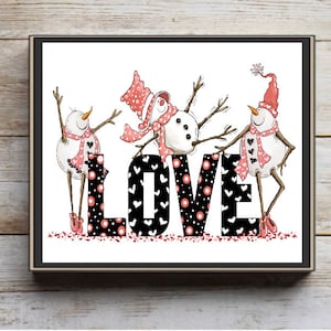 Valentine gift, Valentine Snowman block, love sign, winter decor,  Valentine decor, tiered tray decor, snowman sign, snowman sign