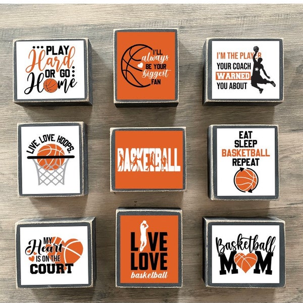 Basketball decor, basketball sign, Tiered tray, mini block sign, live love basketball, eat sleep basketball, bedroom decor, march madness