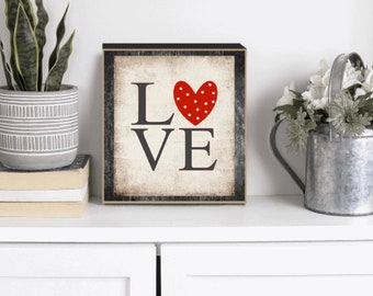 Valentines Day Decor, Valentine Tiered tray decor, small Valentine sign, Valentines Day blocks, love, red heart, love sign, love block