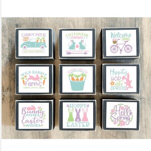 Easter Decor, Easter Tiered tray decor, mini Easter signs, Easter blocks, hoppy Easter, easter bunny, easter wishes, spring decor