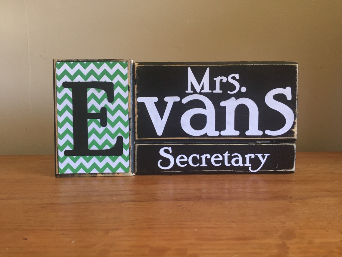 Personalized Secretary Name block Personalized Secretary Etsy