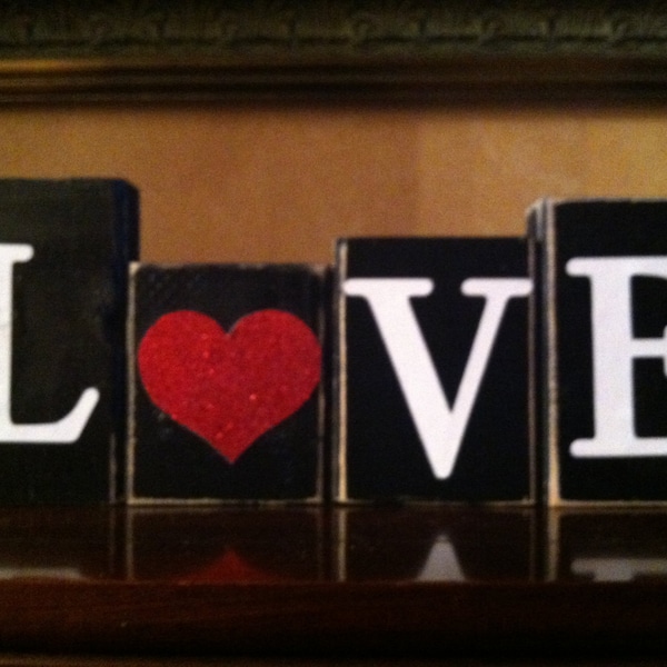 Valentine's Day decor, Wood LOVE Blocks, love sign, Valentines day Blocks - Seasonal Winter Home Decor- valentine fireplace mantel decor