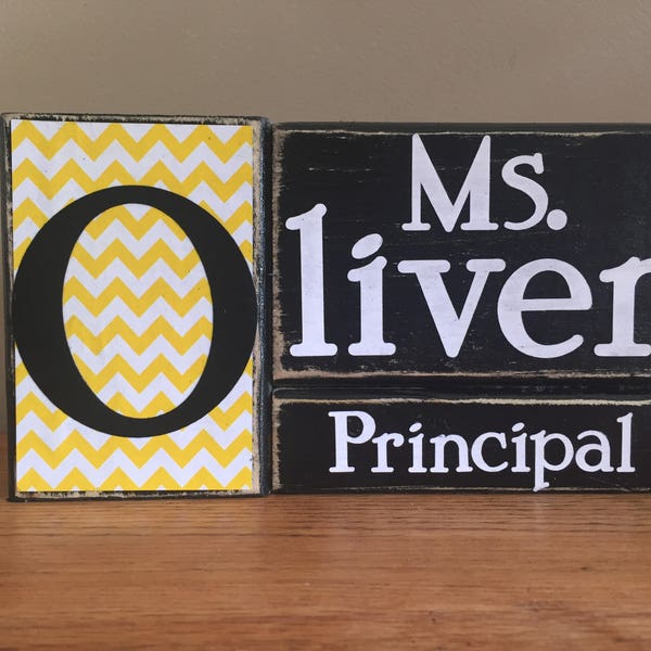 Personalized teacher gift, principal gift, desk decor, Personalized name block, wood, secreatary gift, counselor gift, personalized sign