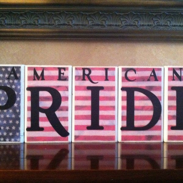 Wood American Pride Blocks - July 4th / Independence day / 4th of July / Summer / American Home Decor / American Flag