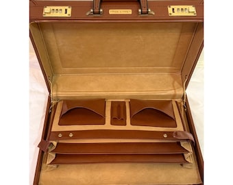 Vintage Robert N. Milling Leather Briefcase: Dual Combination Locks, Organizer Interior