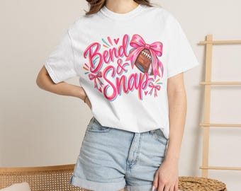 Bend & Snap Football Bow Tee, Preppy Game Day Top, Colorful Friday Night Lights Shirt