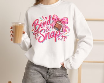 Bend & Snap Football Sweatshirt, Preppy Game Day Bow Top, Colorful Friday Night Lights Crewneck