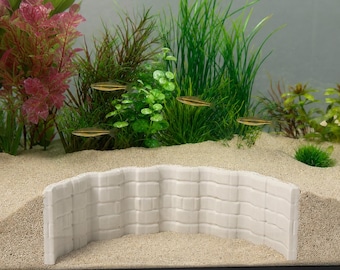 Aquarium Wall Cave Decor, Curved Stone Fish Hideout, Fish Tank Wall Divider, Brick Aquascape Barrier Ornament, Terrarium Sand Wall Decor