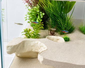 Decoración de cueva para acuario, cueva-madriguera para pecera, escondite para camarones y cueva para bettas, adorno de arco de repisa de arena impreso en 3D, decoración para paisajismo acuático