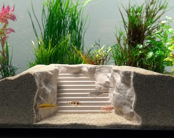 Aquarium Cave Decor, Fish Tank Cave Hideout, Shrimp Hide & Betta Cave, Underground Staircase Fish Tank Ornament, Aquascape Terrarium Decor