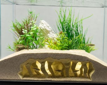Decoración de cueva para acuario, túnel arqueado para peces, escondite para camarones y puente de múltiples cuevas, guarida de roca para pecera, decoración de terrario Aquascape.