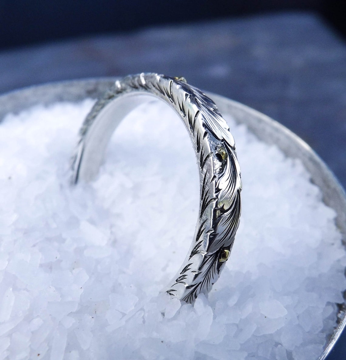 Sterling Silver Hand Engraved Ring main image 1