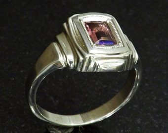 Sterling Silver Ring Pink Tourmaline and Silver Ring