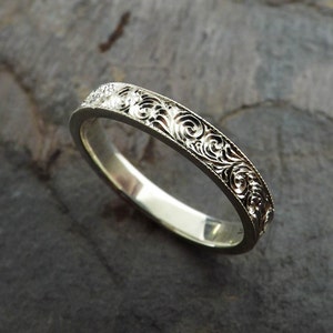 Custom Hand Engraved Sterling Silver Ring