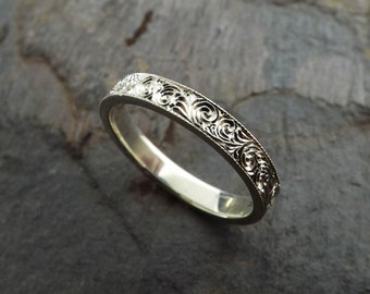 Custom Hand Engraved Sterling Silver Ring