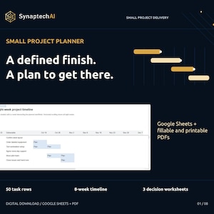 Small Project Planner for Google Sheets with Timeline and Handover Worksheets