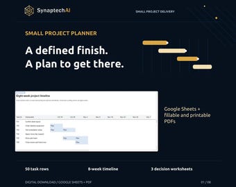 Small Project Planner for Google Sheets with Timeline and Handover Worksheets