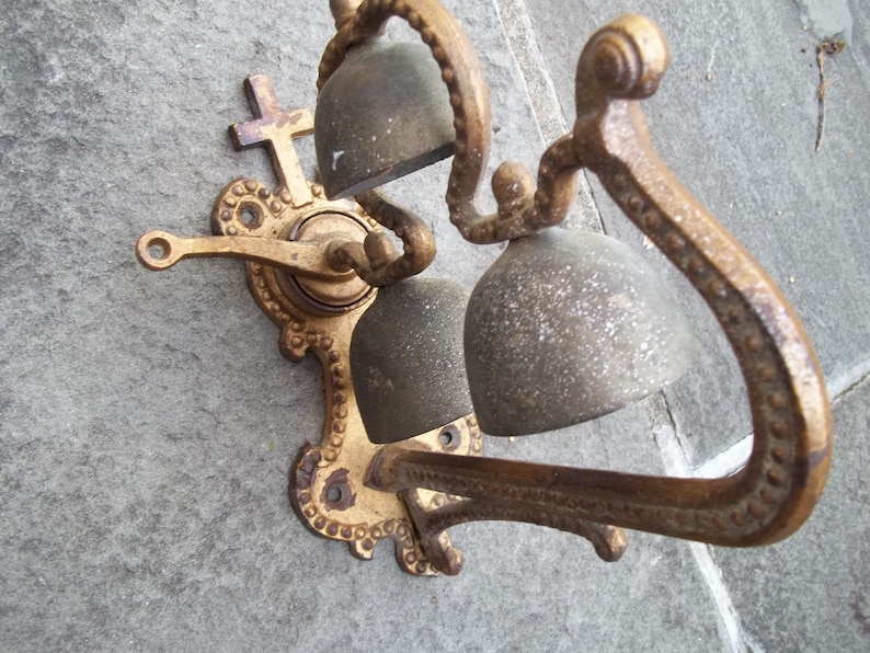 Antique French Brass Hanging Church Bells Door Bell Etsy