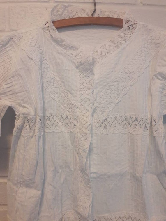 Vintage 60s white lace boho  blouse,white lace bea