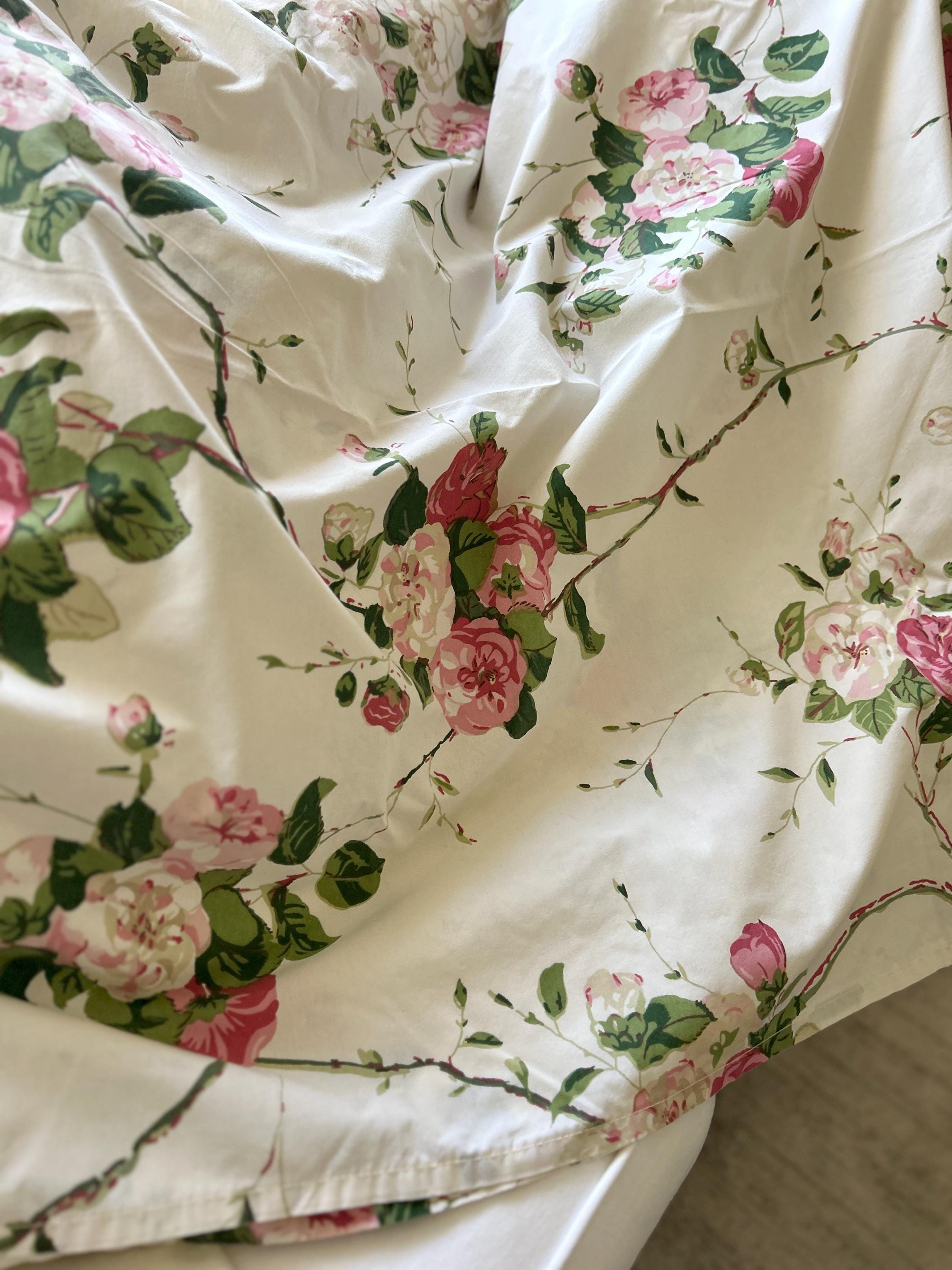 Pink Roses Sheets Vintage Waverly.floral Pink Roses Sheets,vintage Waverly Bed Linens ...