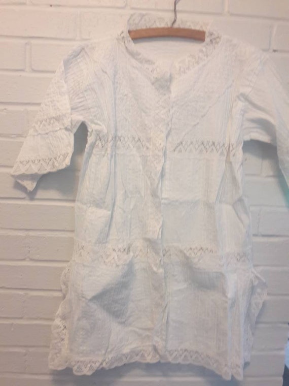 Vintage 60s white lace boho  blouse,white lace be… - image 8