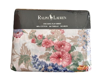 Ralph Lauren Brooke Yellow Floral Queen Sheet Set 4 Pc Vintage
