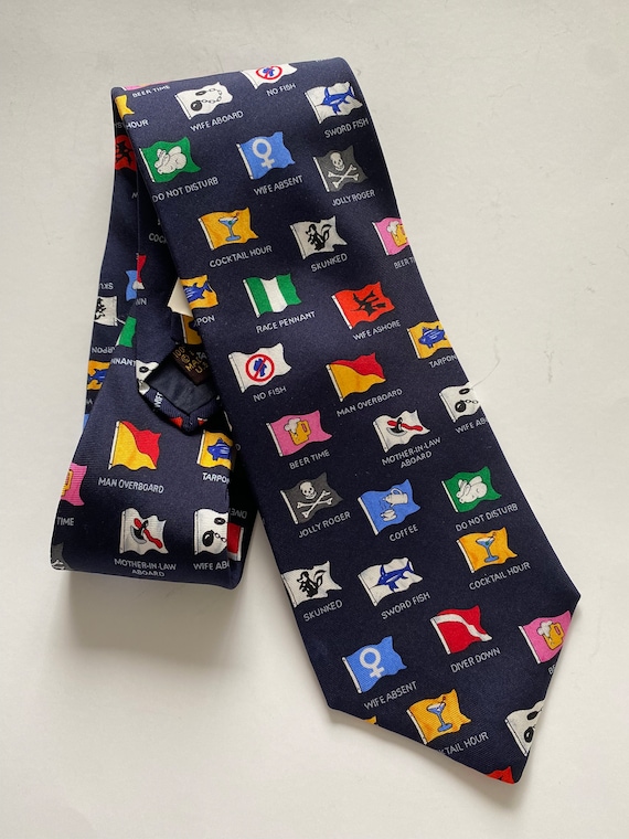 Fun Boating flags necktie, NOS fun flags sailing … - image 1