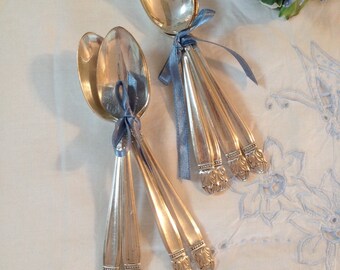 Vintage Denmark princess holmes and edwards silver plate teaspoons, bridal shower silver spoons, tea party  1930s vintage silver flatware,