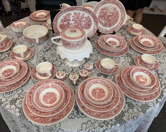 Vintage Mason's Paynsley Green Set of 4 Saucers / 1950's