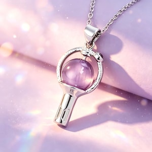 BTS Army Bomb Lila kattögahalsband | Lyxig silverpläterad drömsk stödjande nyckelbenskedja