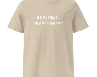 Organic Cotton Postpartum T-Shirt, New Mum Comfort Tee, Cream Maternity Top