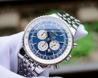 Reloj Breitling Navitimer Heritage vintage de 43 mm con esfera azul para hombre, regalo para hombre.