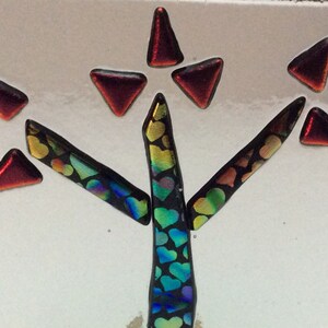 DICHROIC LOVE TREE Hearts & Leaves Glass NightLight T17