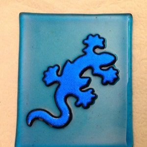 Dichroic LizardNight Light Blue Stained Glass Luminary T09
