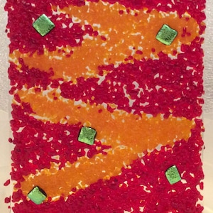 ORANGE RED DICHROIC Accents Night Light- Fused Glass Nightlight A16