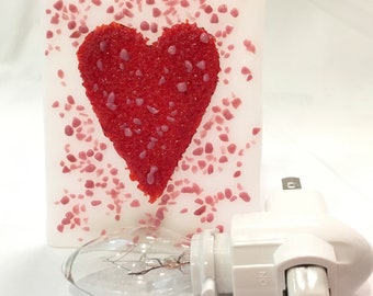 RED & PINK Heart Love - Night Light Glass #V01