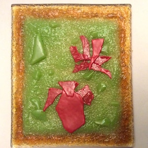ORANGE CORAL & GREEN Night LightFused Glass Nightlight F30