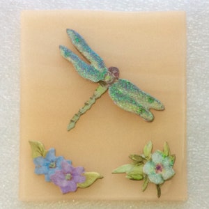 3D DRAGONFLY On Peach Night Light Decoupage Stained Glass D19