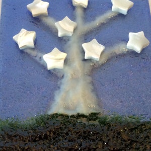SILVER STAR TREE NightLight Fused Glass Night Light Glass Stars T06