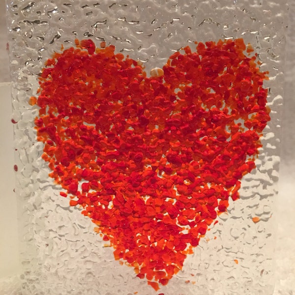 CRYSTAL & RED VALENTINE Love Heart- Night Light Glass H08