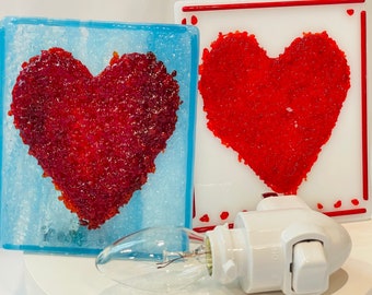 Choose 1 - HEART to HEART VALENTINE - Night Light Fused Glass H56