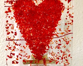 LOVE RED HEART - NightLight Mardi Gras Glass Night Light #V07