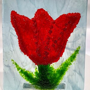 RED TULIP FLOWER Night Light Glass F71 image 3