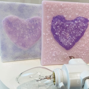 Choose One LAVENDER & PINK NightLight Love Heart Glass H65